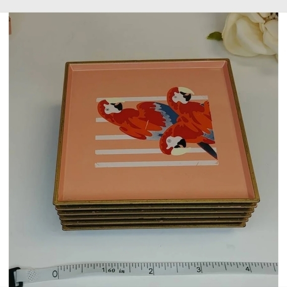 Otigari Lacquerware‎ Parrot Tree Coaster Set by T. Taylor with Box Vintage - Picture 9 of 9